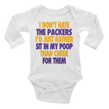 I Don't Hate the Packers Infant Long Sleeve Bodysuit - Vikings